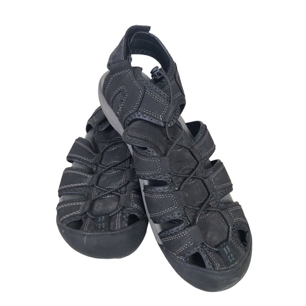 Khombu Black/Charcoal Gray Closed Toed Active Hiking Sandals Travis Men's 10